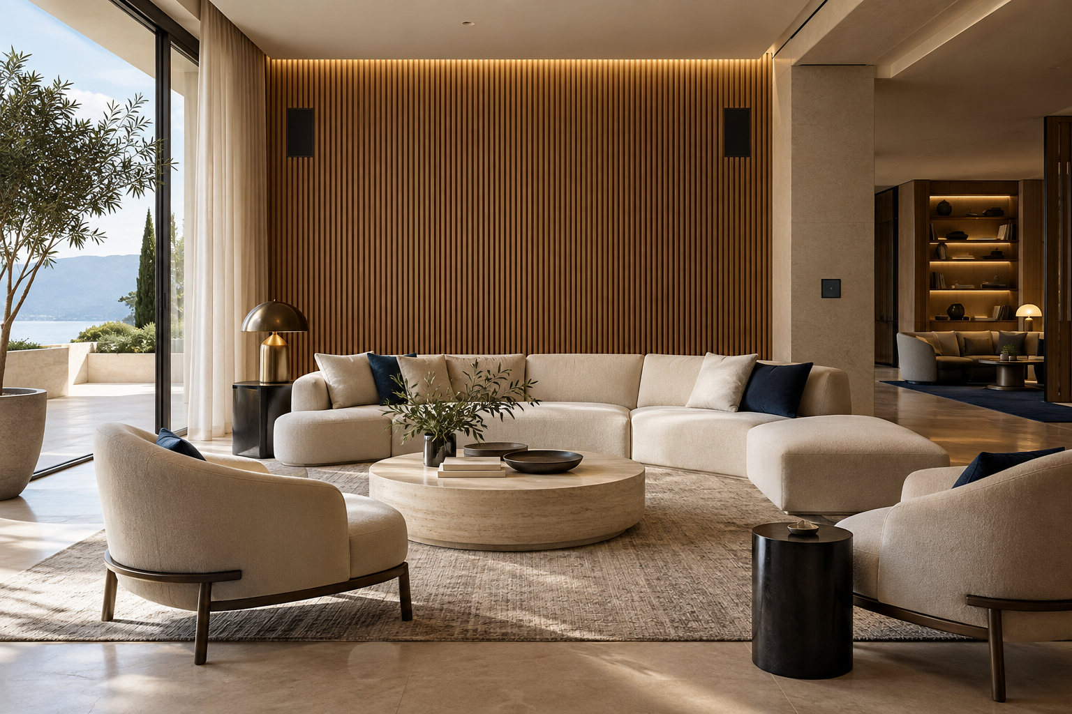 Un ambiente accogliente con tecnologia audiovisiva integrata